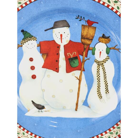 Oneida Sakura Snowman Salad Plate 8 1/4" Debbie Mumm Stoneware Dinnerware x 4 - Picture 7 of 14